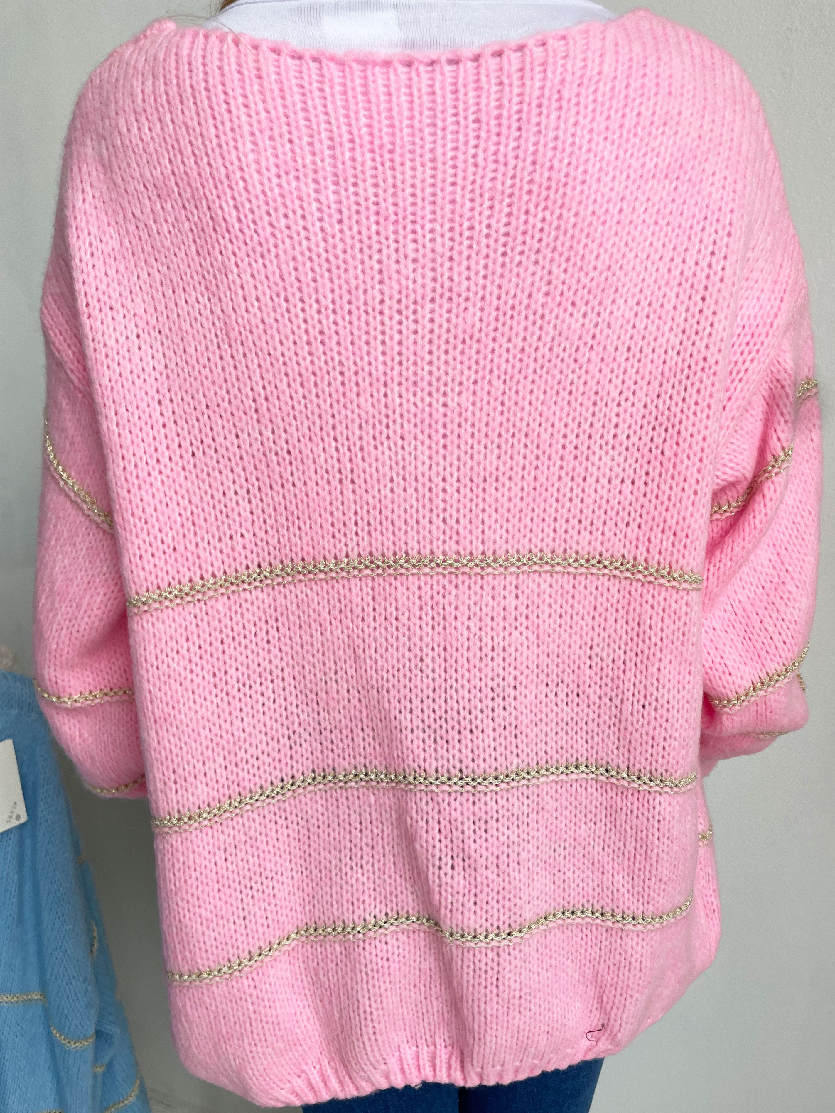 Yanira - Strikket cardigan med guldstriber